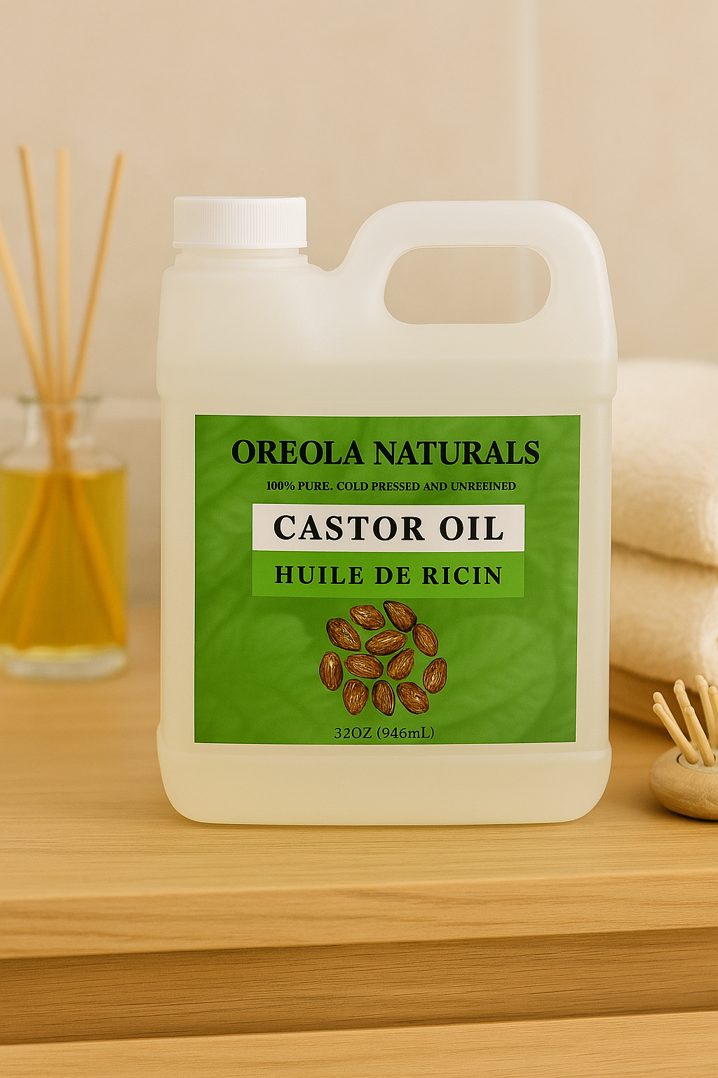 Castor Oil 32oz/946ml 100% Pure, Natural and Cold-Pressed Ideal For Hair, Skin and Multipurpose Uses.