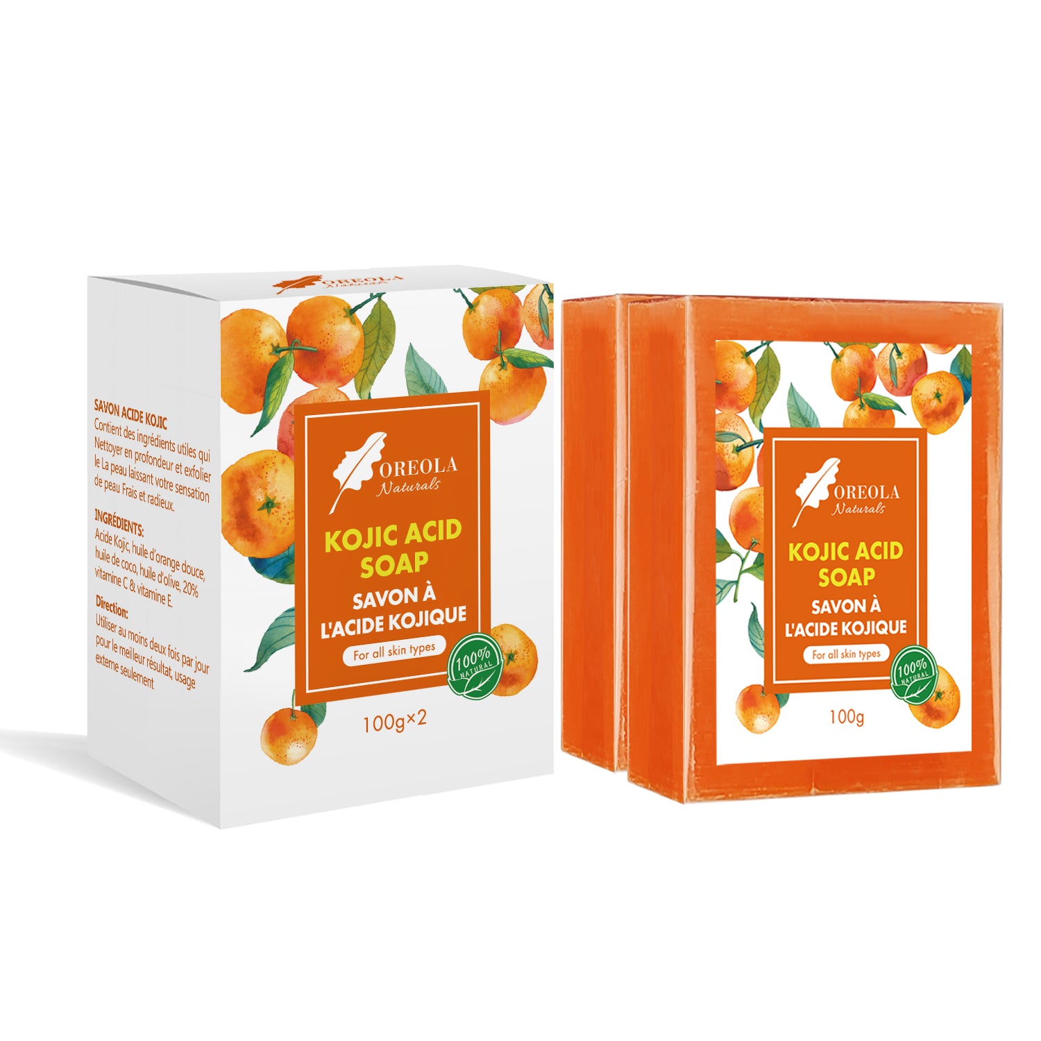 Kojic Acid Soap 100g, Pack of 2, Hydrating, Refreshing, Glowing, Moisturizing Soap Ideal For All Skin Types.