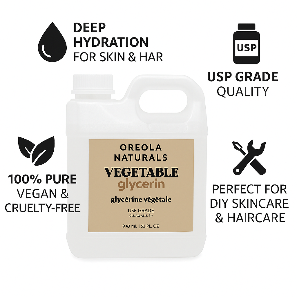Vegetable Glycerin 32oz / 943 ml 100% Pure, USP Grade Multi-Purpose Glycerin Ideal For Skin, Hair & DIY By Oreola Naturals