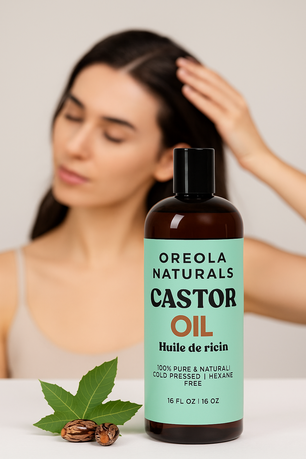 Castor Oil 16oz (473ml) – 100% Pure & Natural, Cold-Pressed, Hexane-Free, Nourishing Oil for Hair, Eyelashes, Skin & Nails by Oreola Naturals