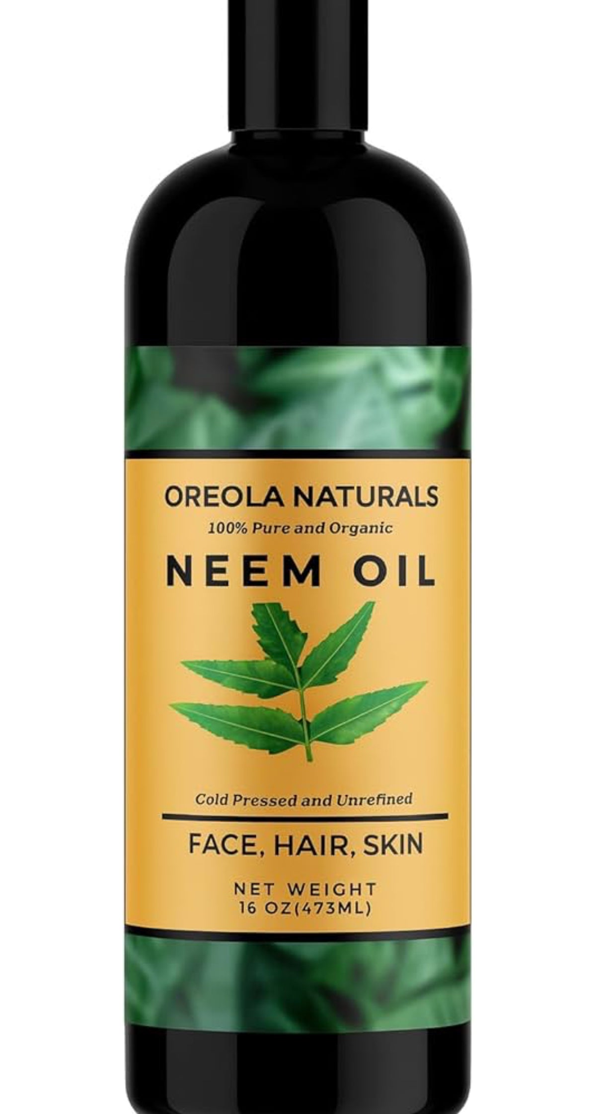 Neem Oil 100% Cold- Pressed, Unrefined, Pure and Natural 16oz