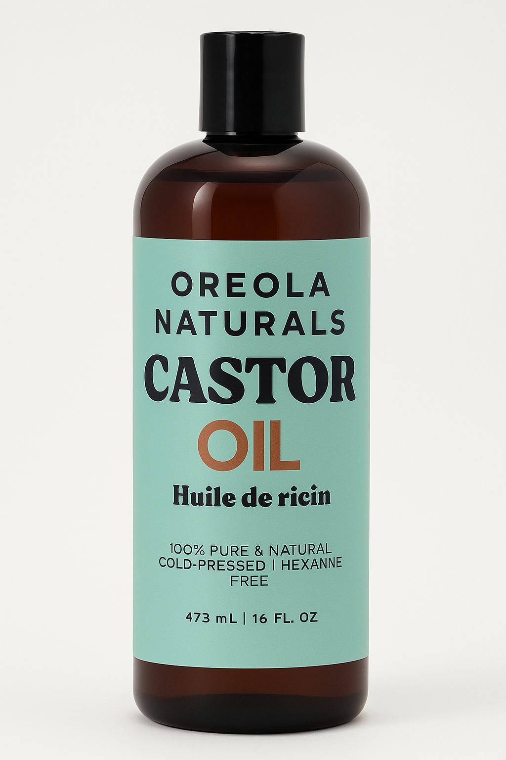 Castor Oil 16oz (473ml) – 100% Pure & Natural, Cold-Pressed, Hexane-Free, Nourishing Oil for Hair, Eyelashes, Skin & Nails by Oreola Naturals