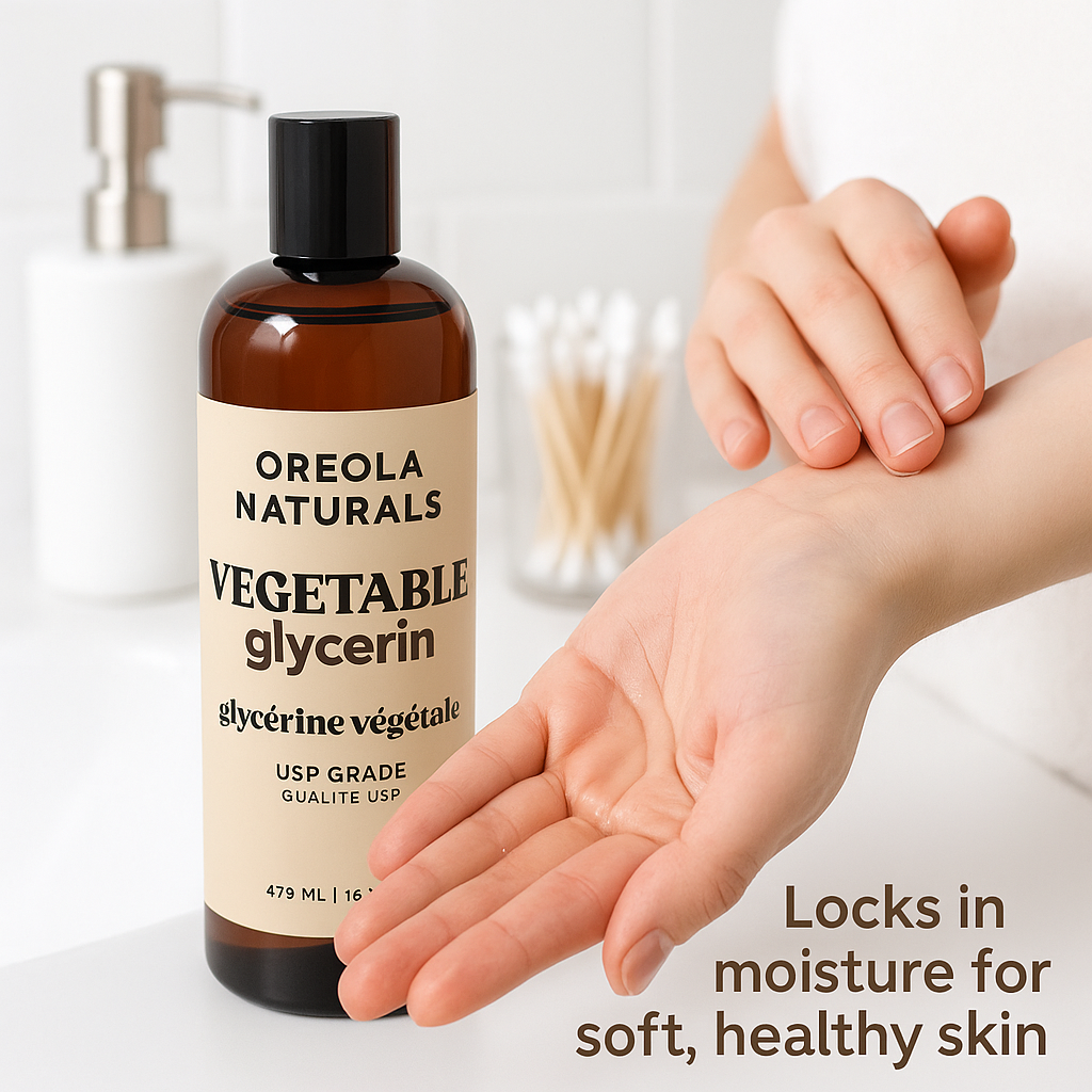 Vegetable Glycerin 16 oz / 473 ml - 100% Pure, USP Grade. Multi-Purpose Glycerin Ideal for Skin, Hair, and DIY Projects by Oreola Naturals