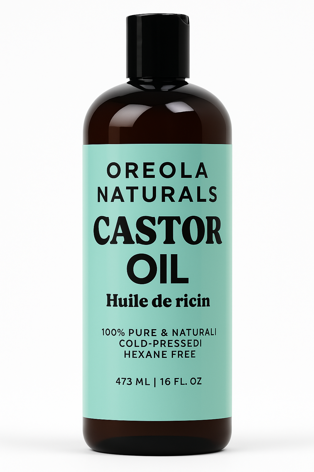 Castor Oil 16oz (473ml) – 100% Pure & Natural, Cold-Pressed, Hexane-Free, Nourishing Oil for Hair, Eyelashes, Skin & Nails by Oreola Naturals