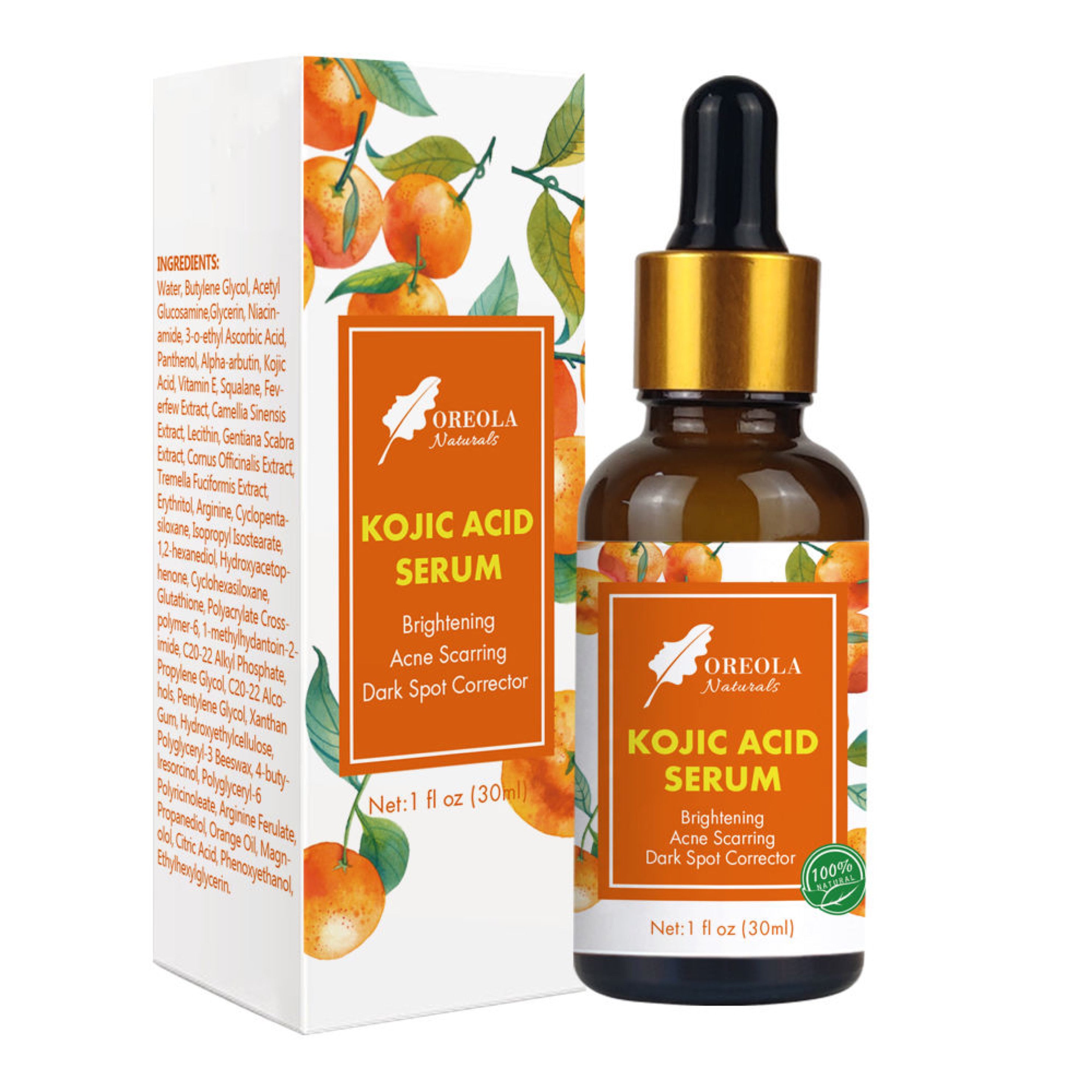 Kojic acid Serum 30ml For Brightening, Moisturizing, Dark Spot, Blemish Control by Oreola Naturals.