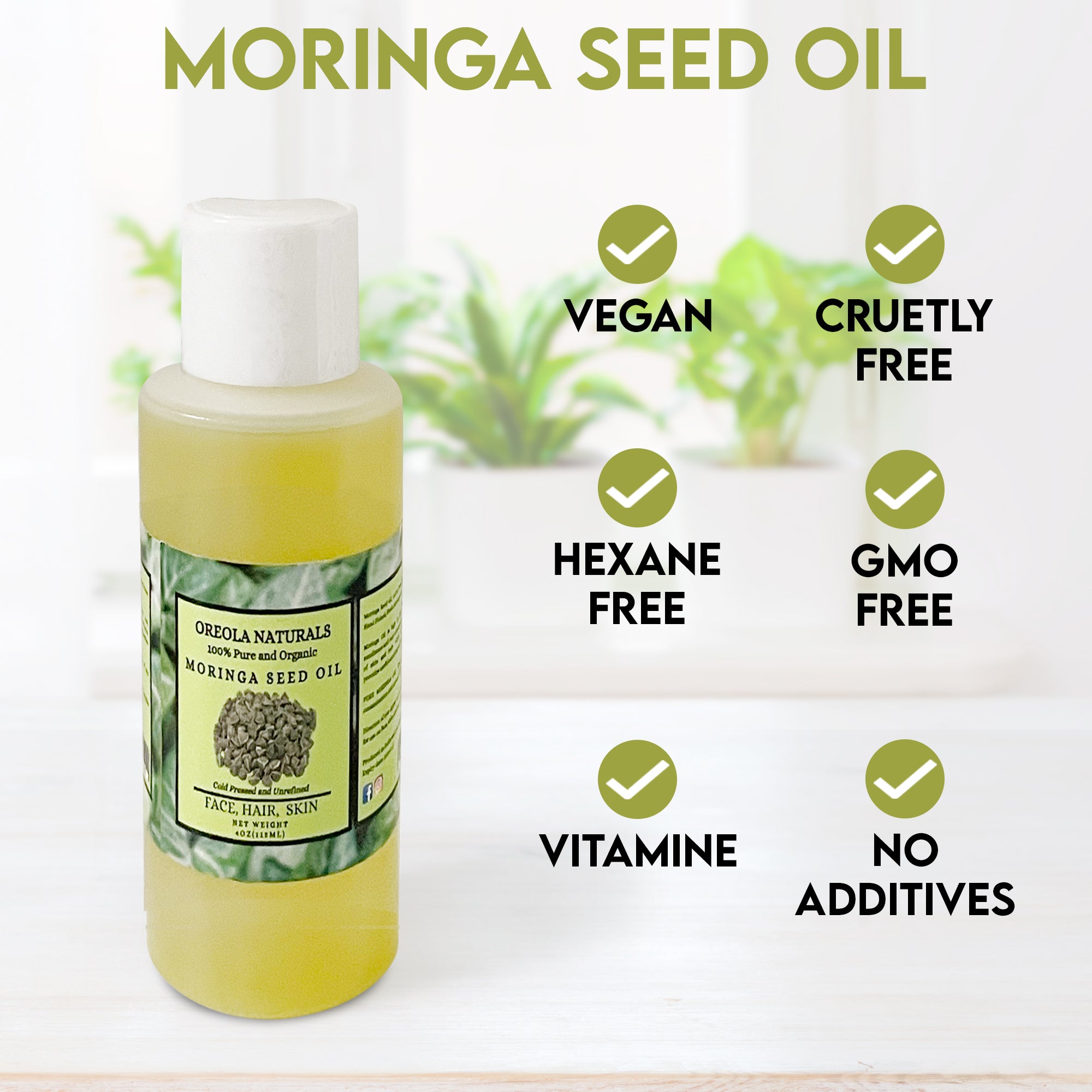 Moringa Seed Oil 100% Pure and Natural 4oz